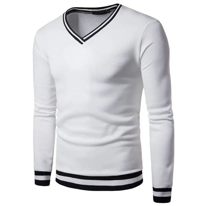 Levoire | Pull En Tricot Décontracté Avec Décolleté En V Pour Hommes Blanc