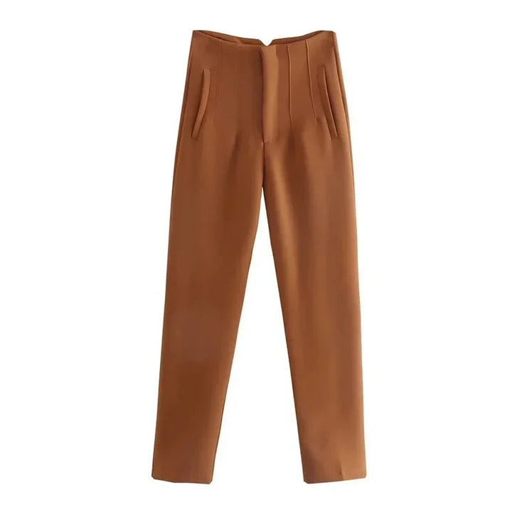 Levoire | Pantalons formels taille haute avec des mesures fines et élégantes Braun