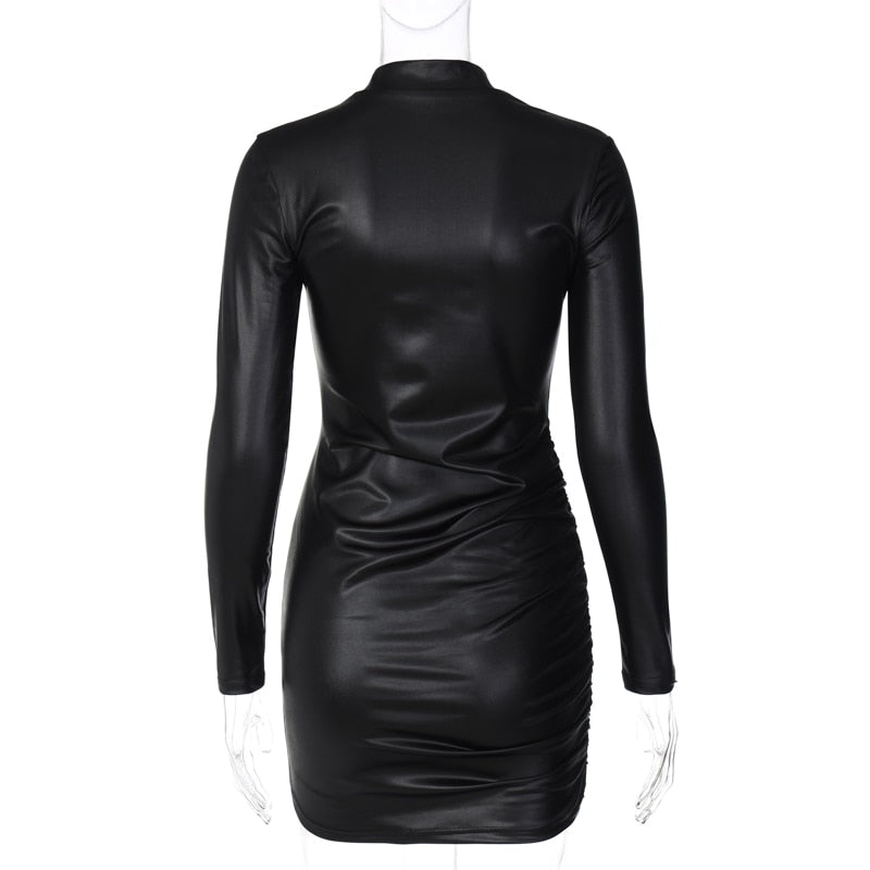 Levoire | Trois Cuirs Robes Mini Bodycon À Manches Longues
