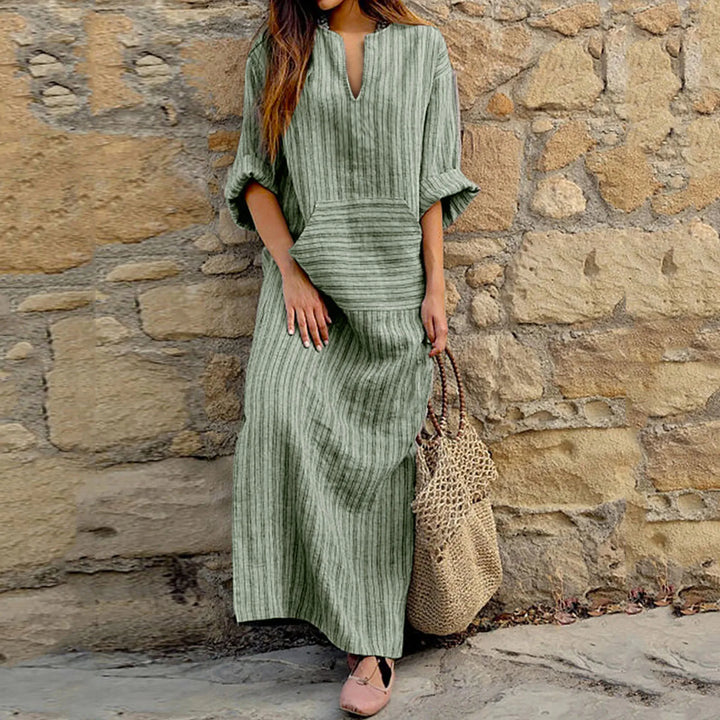 Levoire | Robe Maxi Vintage Rayée Vert