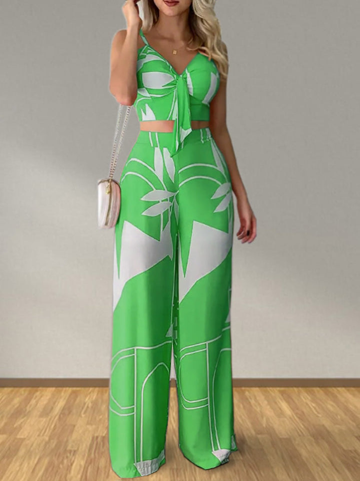 Levoire | Haut Sans Manches Et Pantalons Larges Vert
