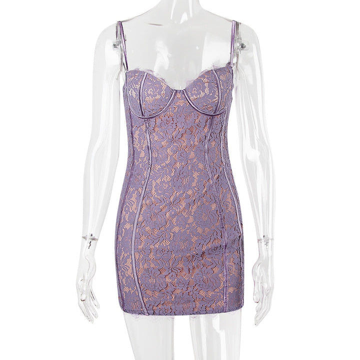 Levoire | Robe Mini Sans Manches Lilas Blondes Dos Nu