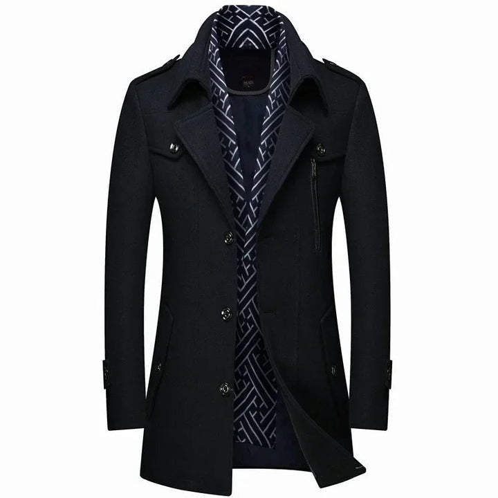 Levoire | Long Wool Coat With Buttons Noir