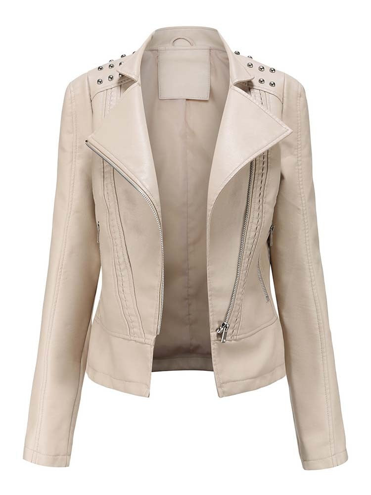 Levoire | Veste En Cuir Pu Élégante Pour Femmes Beige