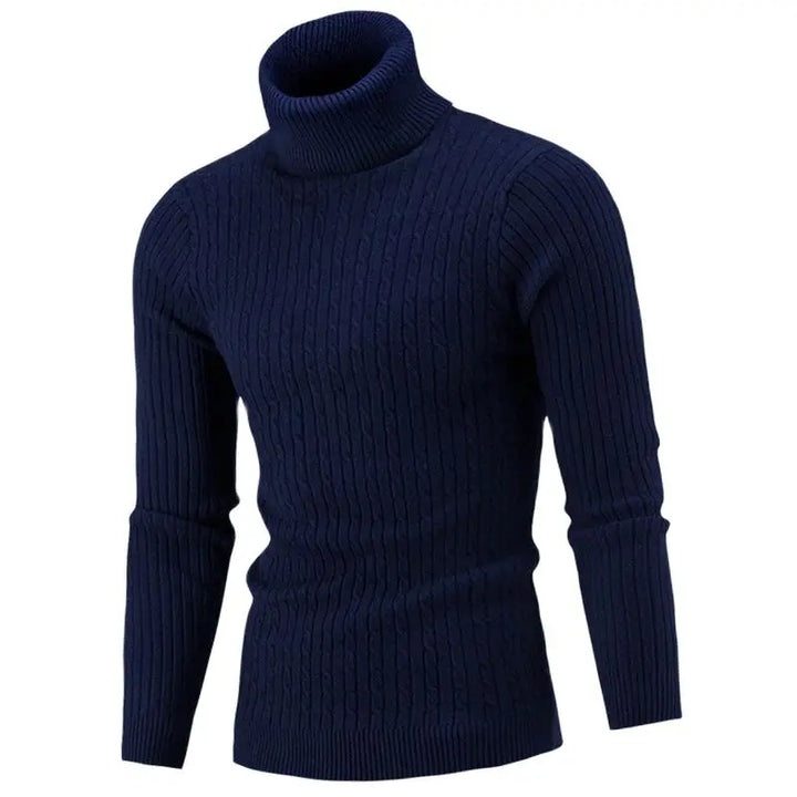 Levoire | Pull Col Roulé Homme Slim Fit En Tricot Bleu marine