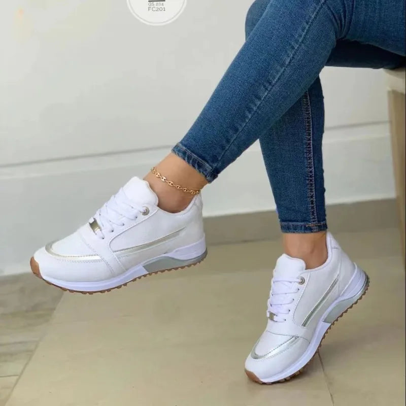 Levoire | Baskets De Sport À Lacets Et Semelle Épaisse Pour Femmes Blanc