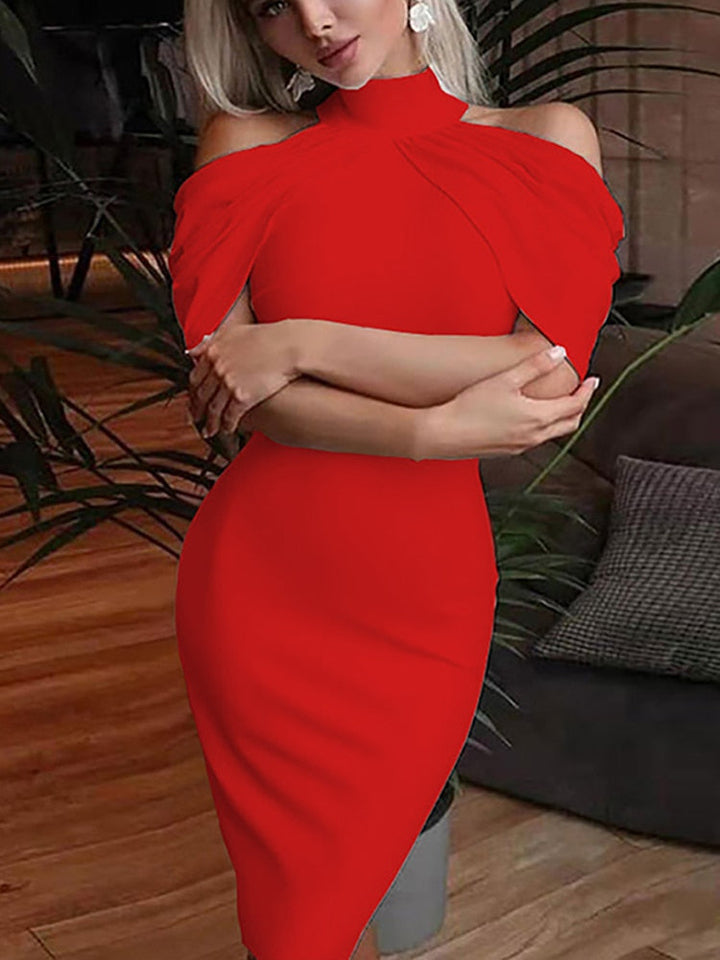Levoire | Robe Midi À Col Halter Drapé Off