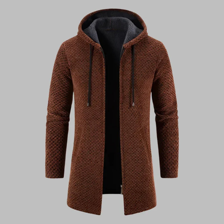 Levoire | Pull À Capuche Pour Hommes Avec Coupe Longue Et Fermeture Éclair Café