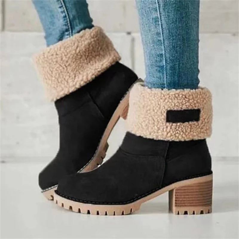 Levoire | Bottes D'Hiver Chaudes À Col Rabattable Noir Pourpre