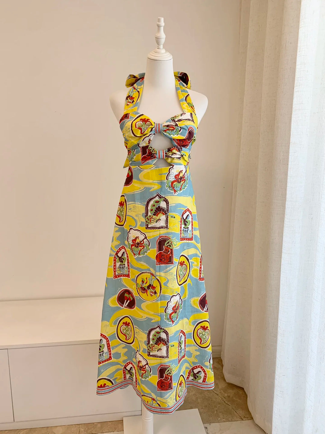 Levoire | Robe Maxi Bohème Sans Manches Jaune