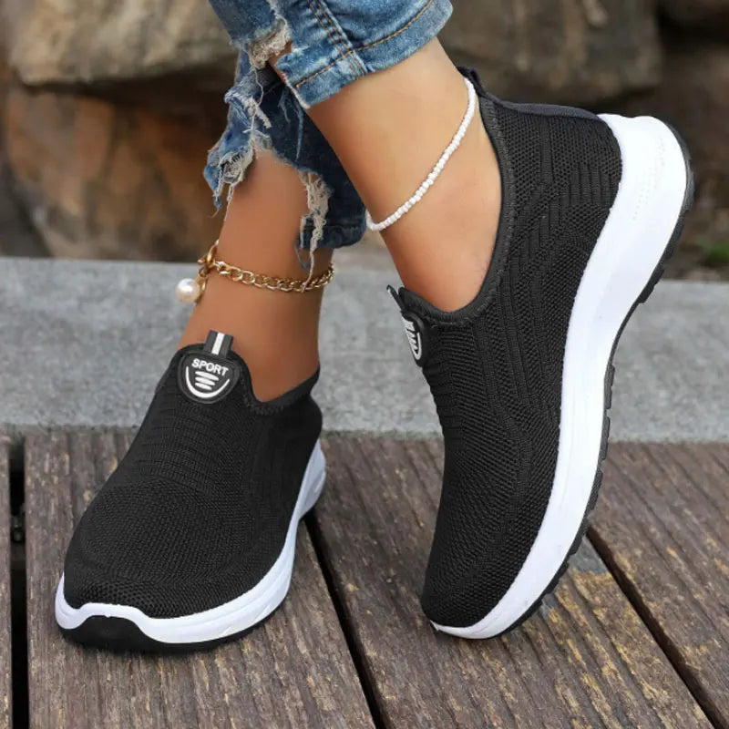 Levoire | Baskets Femme Slip-On Respirantes Noir