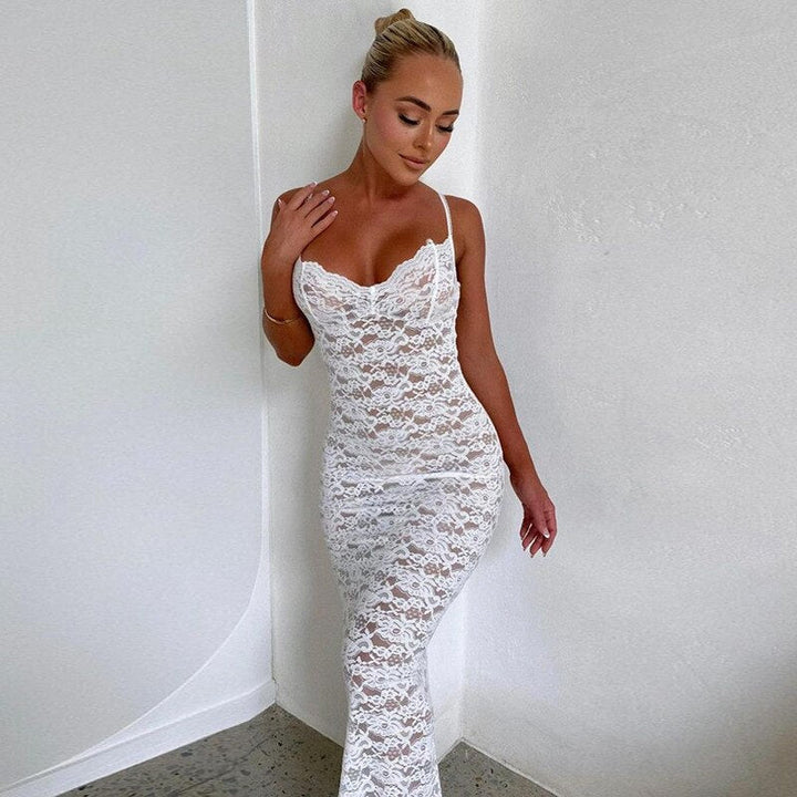 Levoire | Robe Longue Bodycon Transparente Blanc