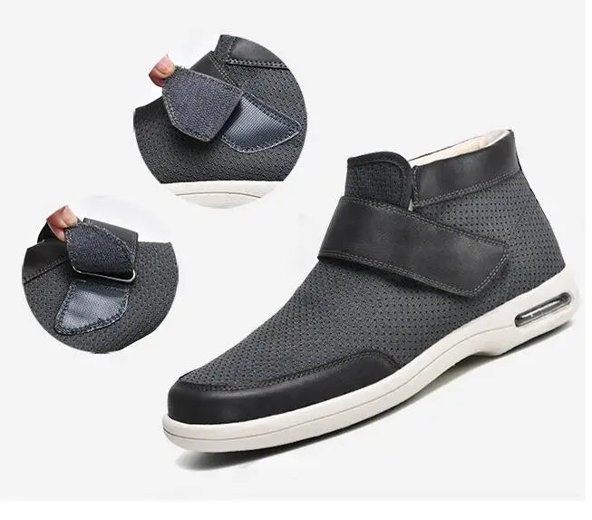 Levoire | Confortable Chaussure Large Pour Les Pieds Enflés Avec Fermeture Velcro Pour Hommes