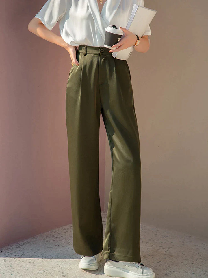 Levoire | Pantalons En Satin De Soie Pour Femmes Vert armée