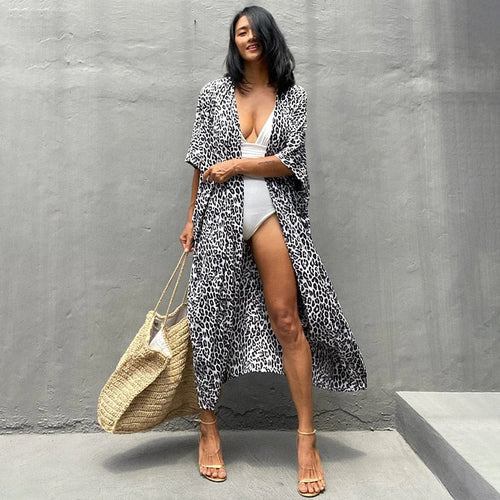 Levoire | Kimono De Plage Long Imprimé Panthère