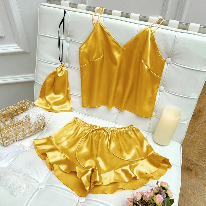 Levoire | Deux Pièces Pyjama Satin Jaune