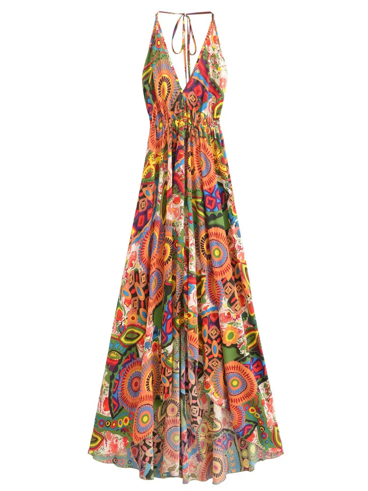 Levoire | Robe Longue Bohème Dos Ouvert Orange