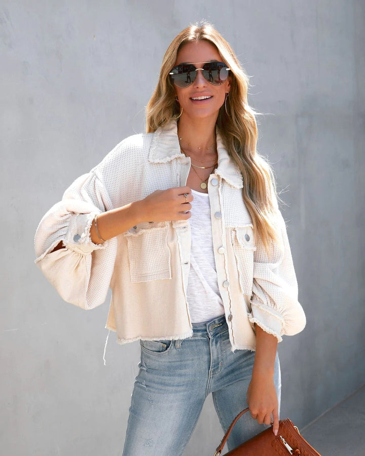 Levoire | Veste En Waffle Patchwork Tendance Pour Femmes