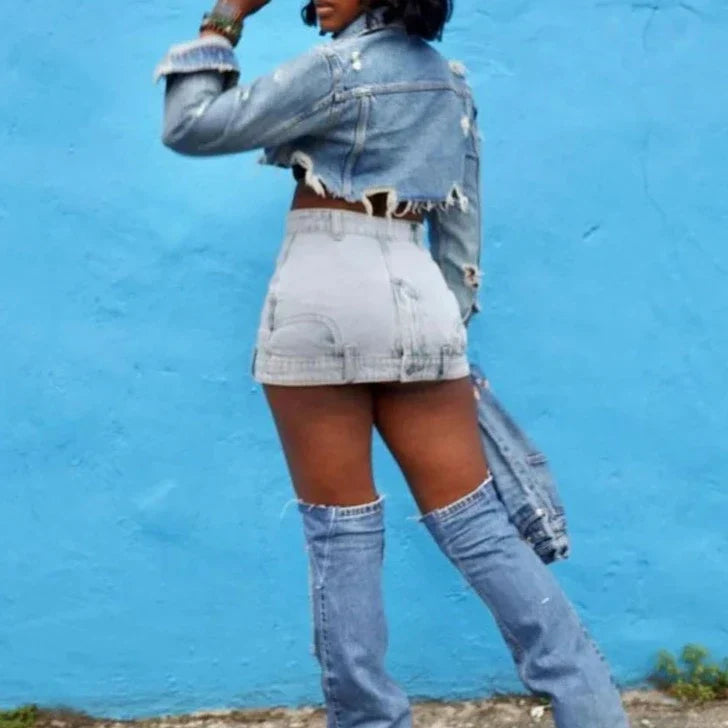 Levoire | Weinlese Denim Y2K Mini-Jupe
