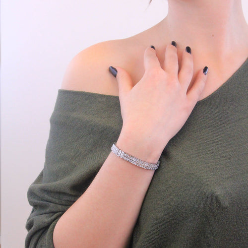 Levoire | Mathilde en zirconium plaqué rhodium orné de cristaux Scintillants - Livraison Offerte