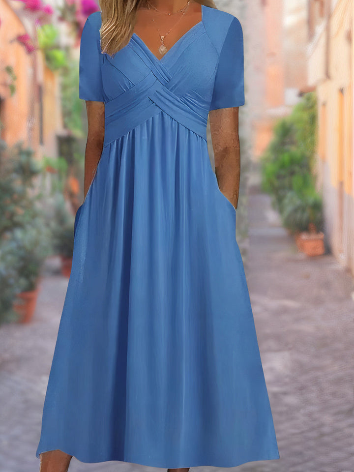 Levoire | Robe D'Ete Elegante Flatteuse Et Respirante Femmes Bleu