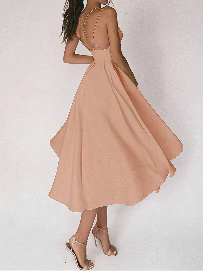 Levoire | Robe Élégante Avec Décolleté En V Beau Style Abricot