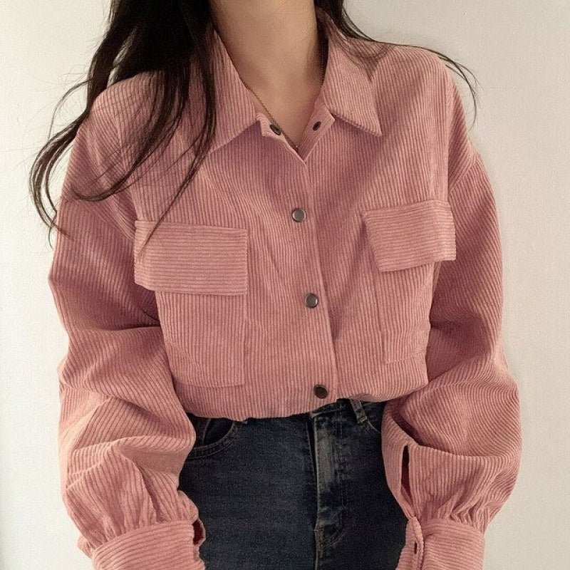 Levoire | Veste Courte À Côtes Tendance Avec Col Retourné Pour Femmes Lila