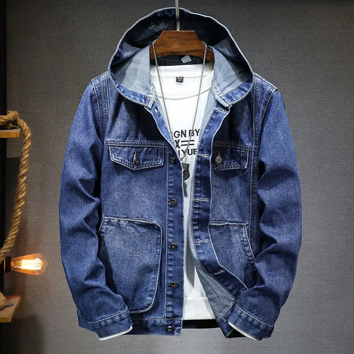 Levoire | Veste En Jean Avec Capuche Au Style Vintage Bleu