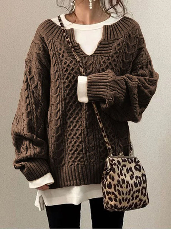Levoire | Pull En Tricot Confortable Grande Taille Avec Design Élégant Braun