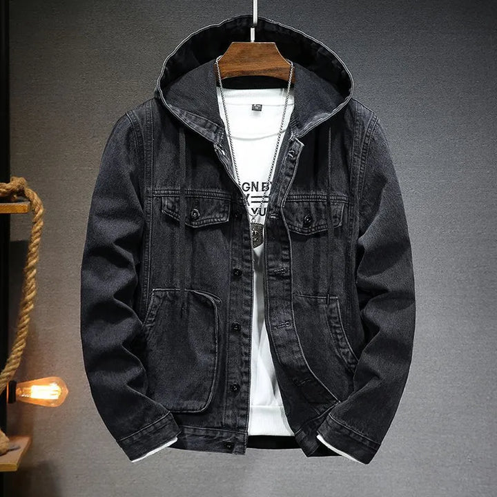 Levoire | Veste En Jean Avec Capuche Au Style Vintage Noir