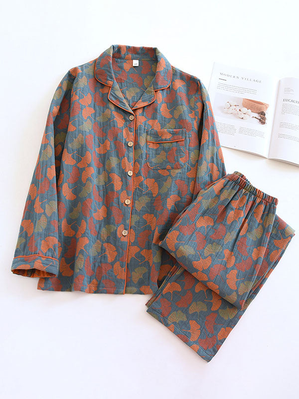 Levoire | Ensembles De Pyjama Léger Avec Manches Longues Et Motif Floral Bleu