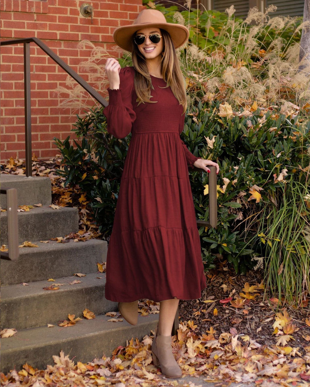 Levoire | Robe À Manches Longues Avec Couches Mi-Longues Vinotinto