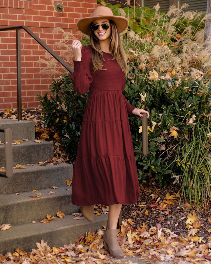 Levoire | Robe À Manches Longues Avec Couches Mi-Longues Vinotinto