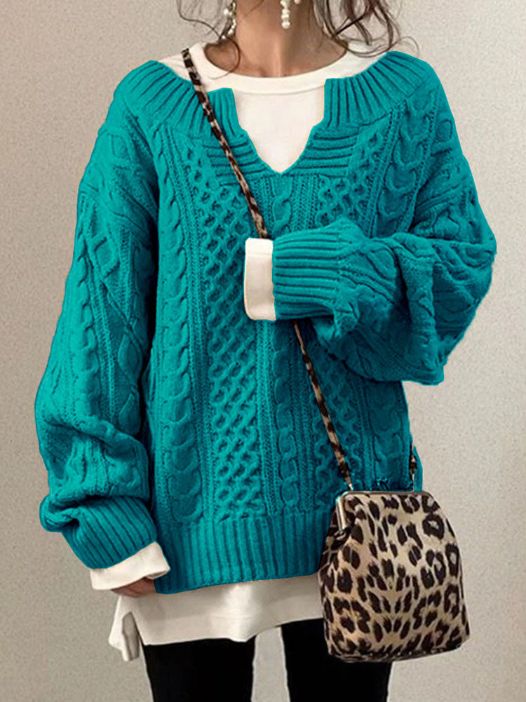 Levoire | Pull En Tricot Confortable Grande Taille Avec Design Élégant Bleu