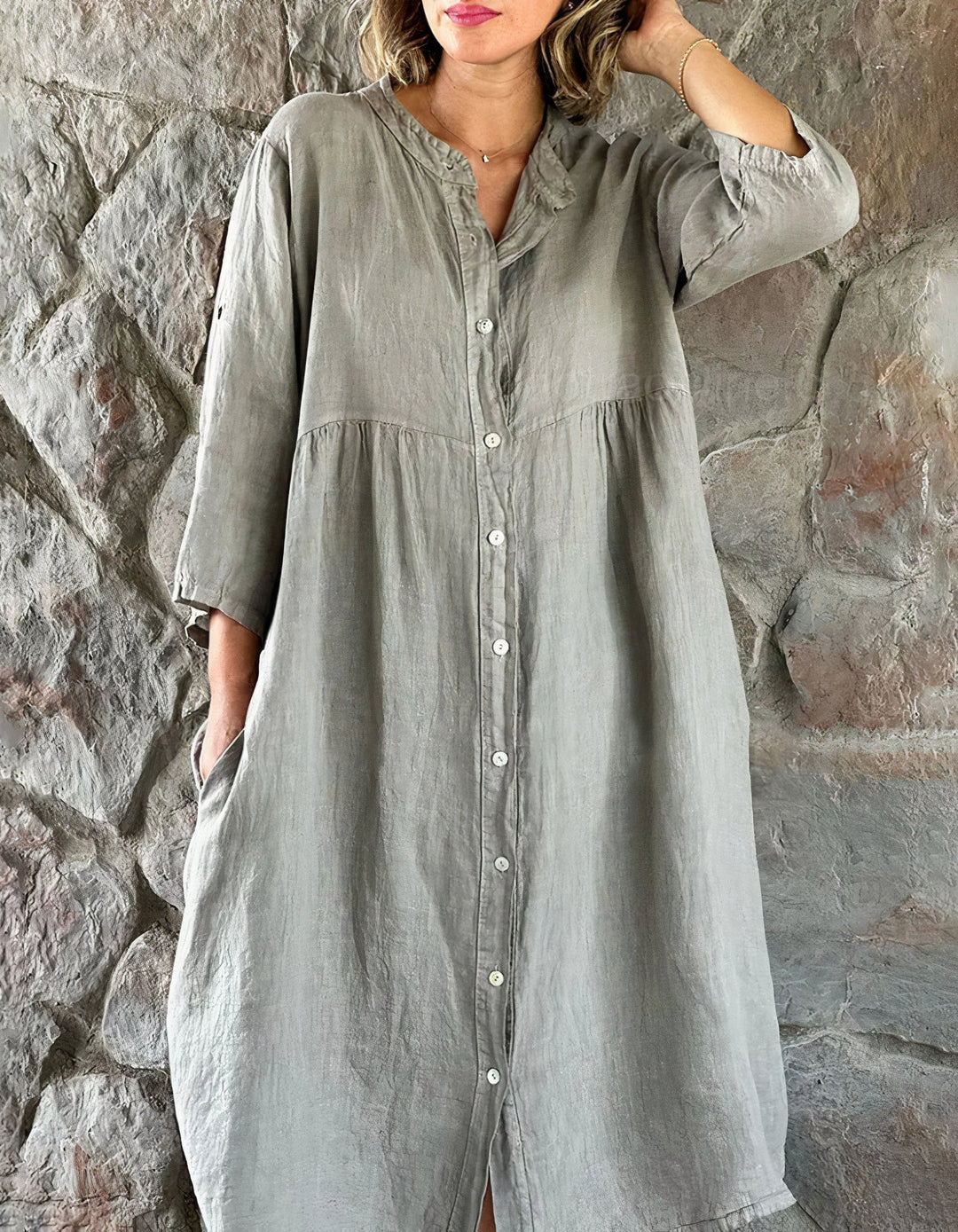 Levoire | Robe de plage en coton et lin Gris