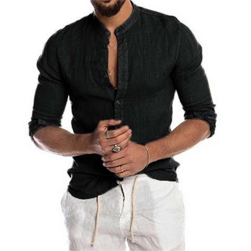 Levoire | Chemise En Lin Couleurs Unies Noir