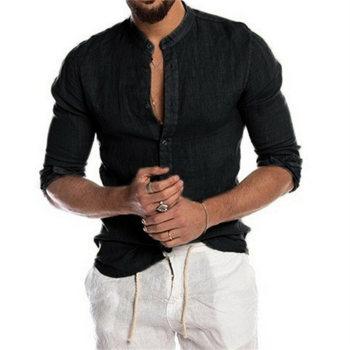 Levoire | Chemise En Lin Couleurs Unies Noir