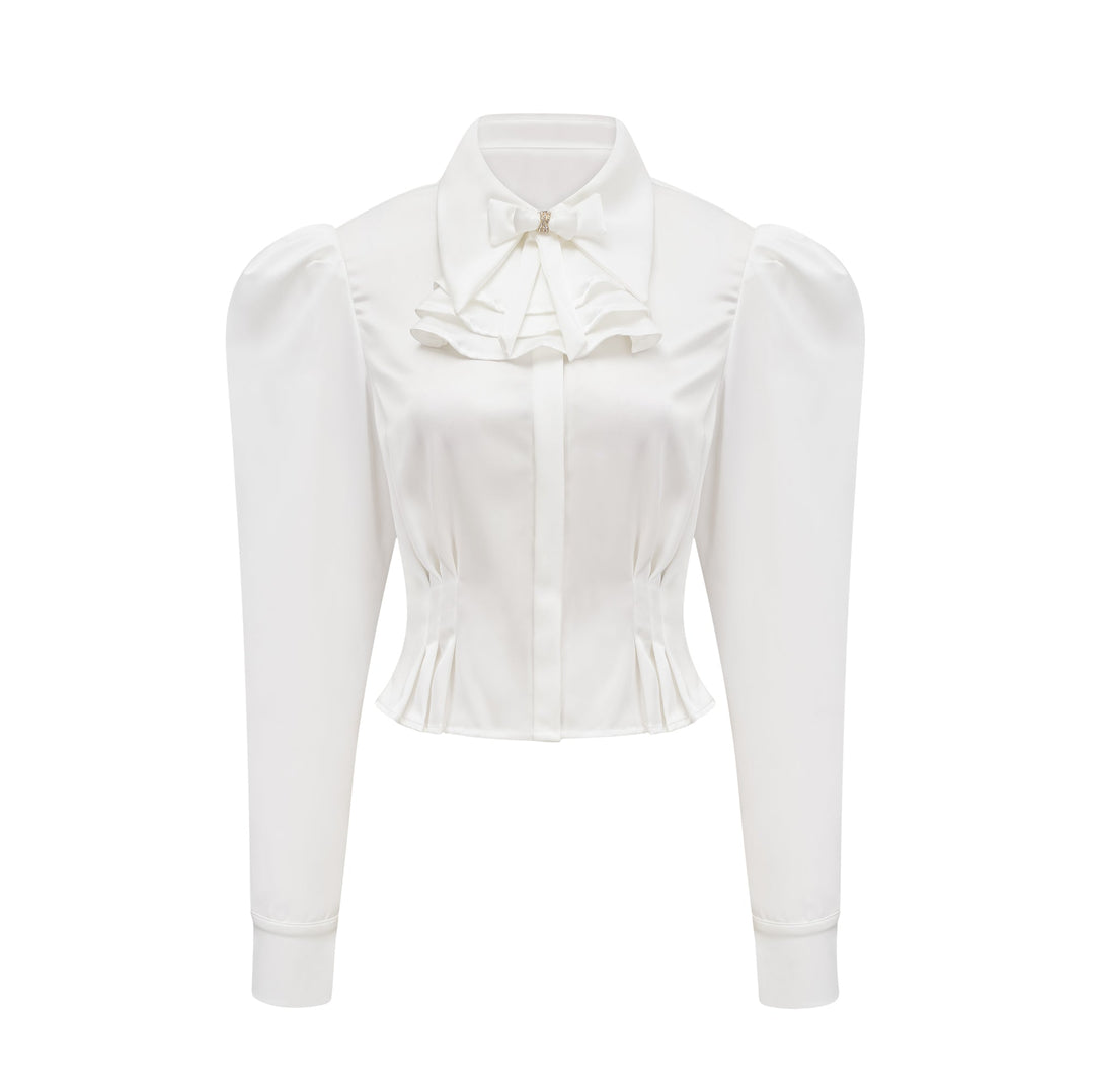 Levoire | Blanc Blouse À Encolure Froncée Blanc