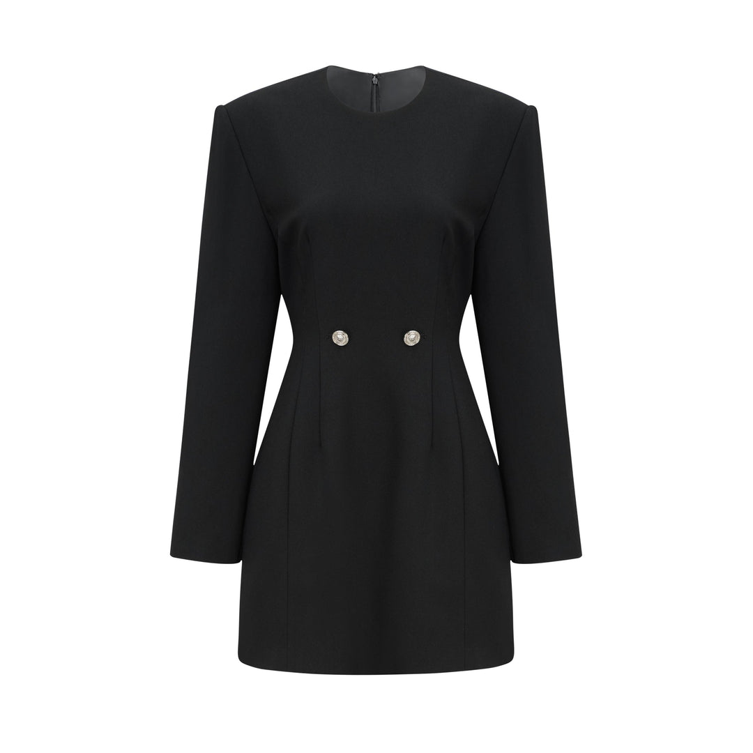 Levoire | Noir Silhouette De Sablier Épaulettes Mini Robe