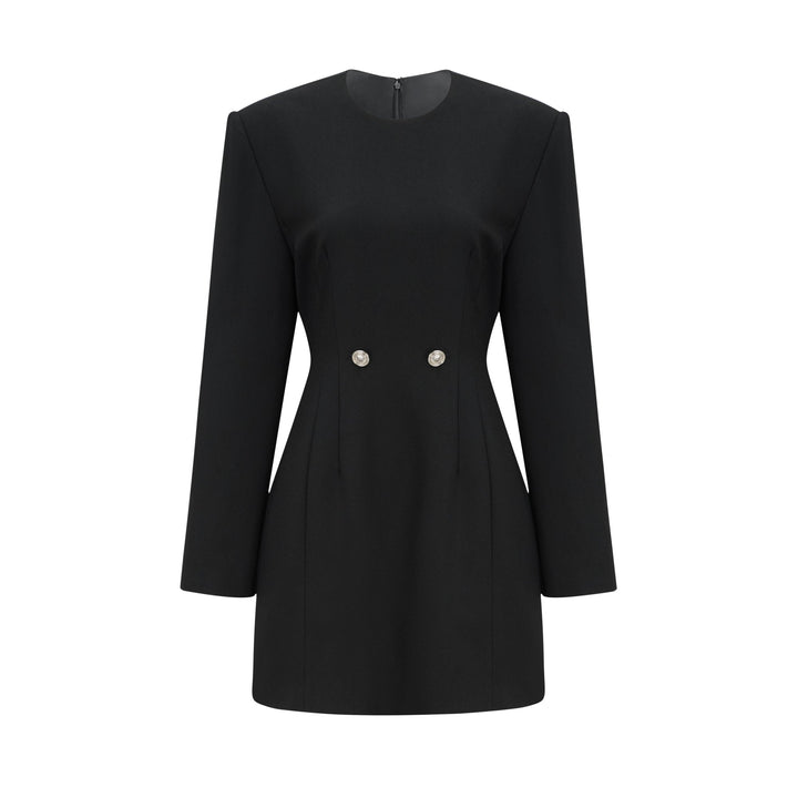 Levoire | Noir Silhouette De Sablier Épaulettes Mini Robe
