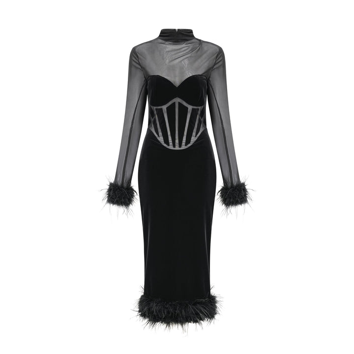 Levoire | Feder Découpe Velours Midi Robe
