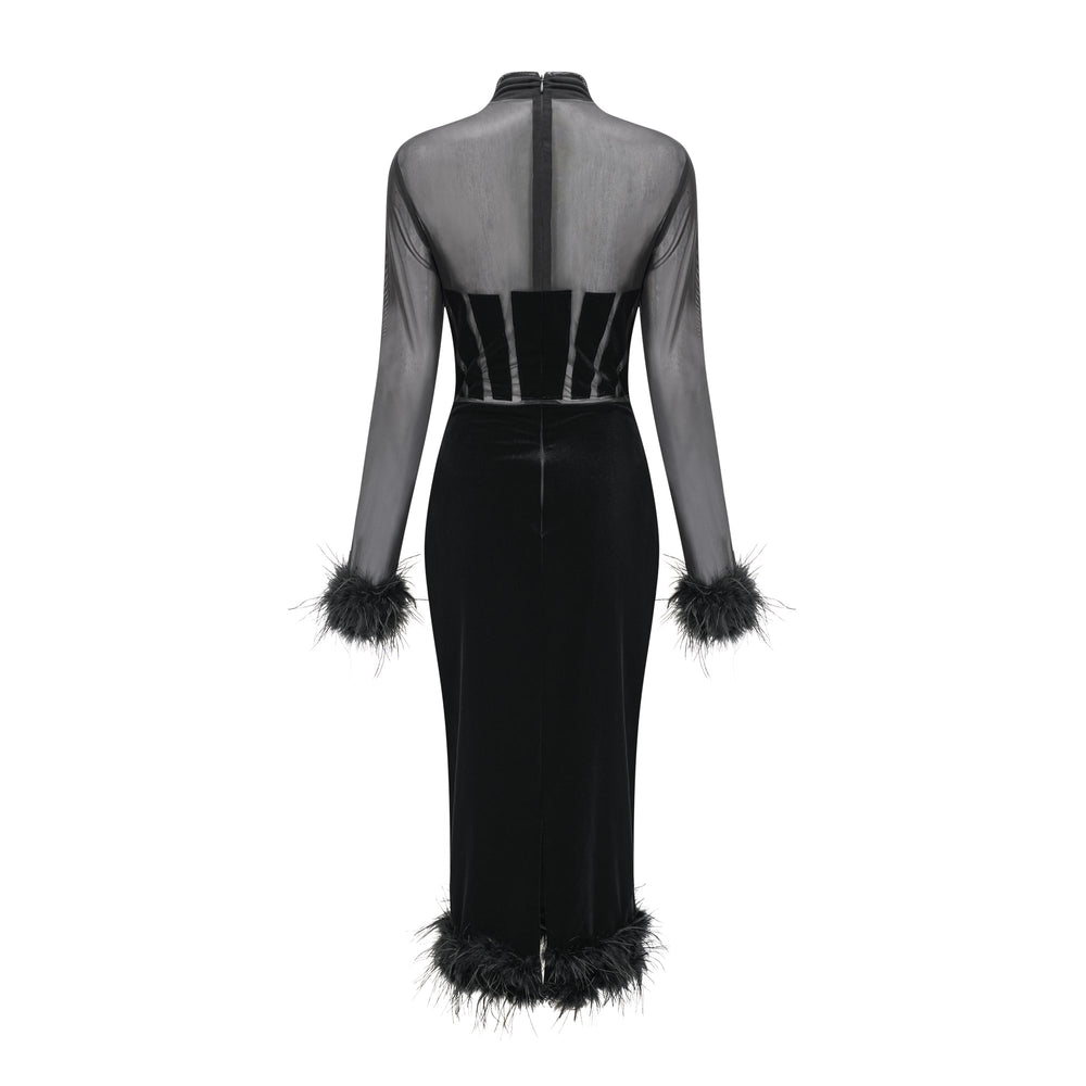 Levoire | Feder Découpe Velours Midi Robe
