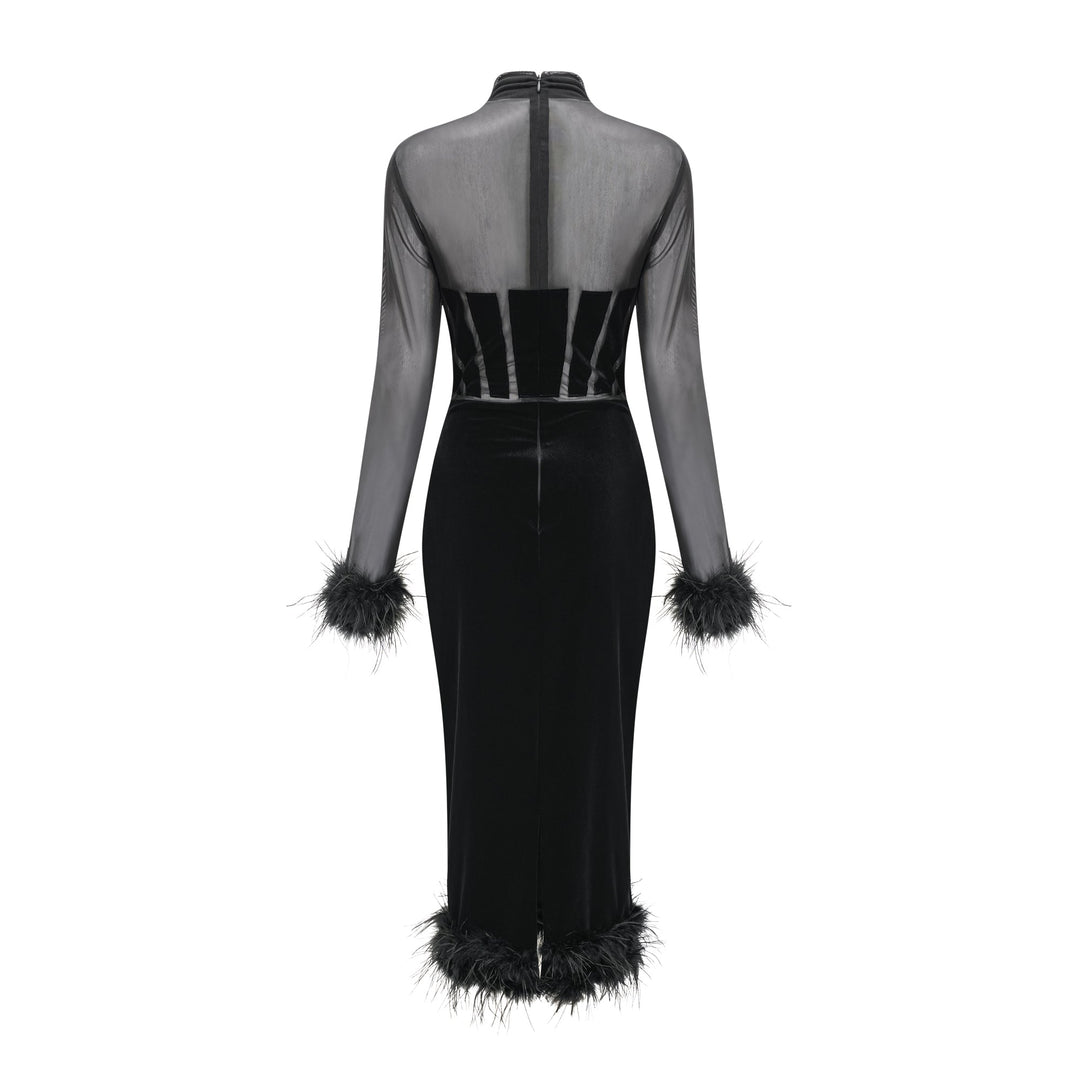 Levoire | Feder Découpe Velours Midi Robe
