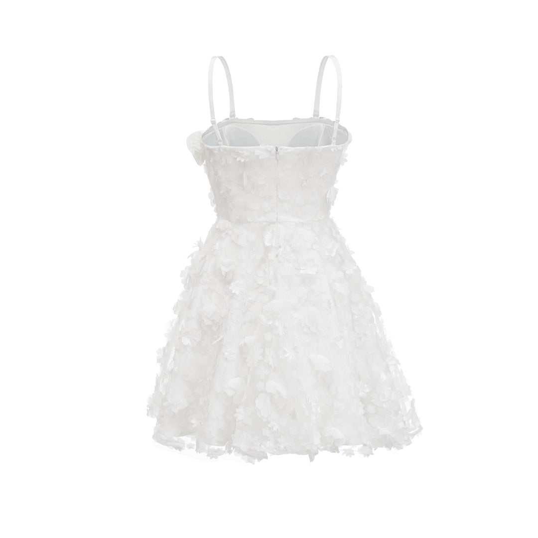 Levoire | Robe Mini Faux Fleurs Blanche