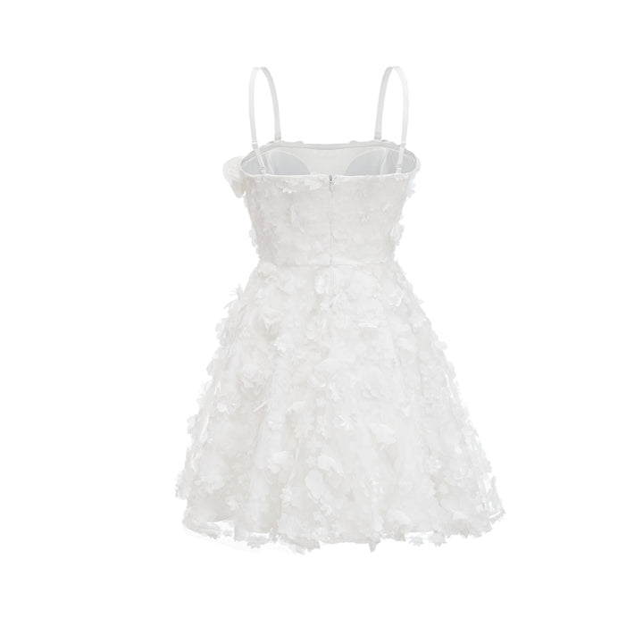 Levoire | Robe Mini Faux Fleurs Blanche