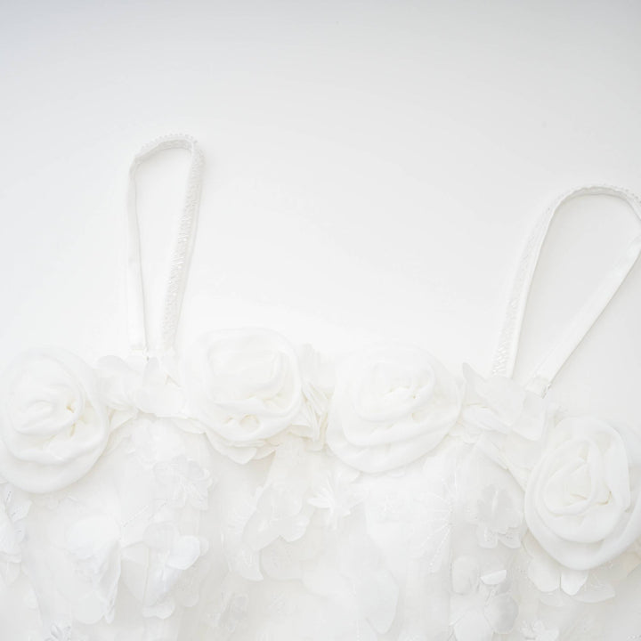 Levoire | Robe Mini Faux Fleurs Blanche