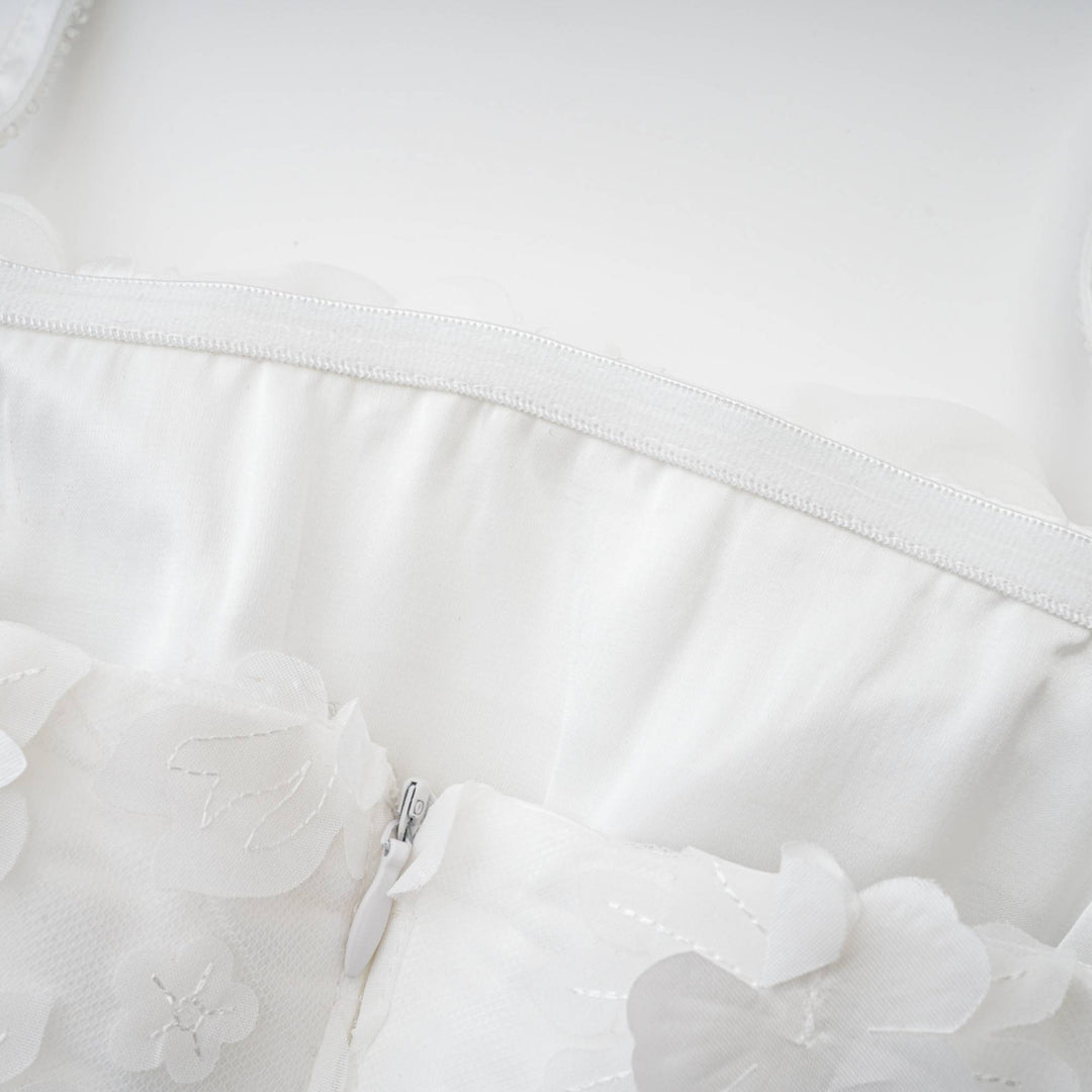Levoire | Robe Mini Faux Fleurs Blanche