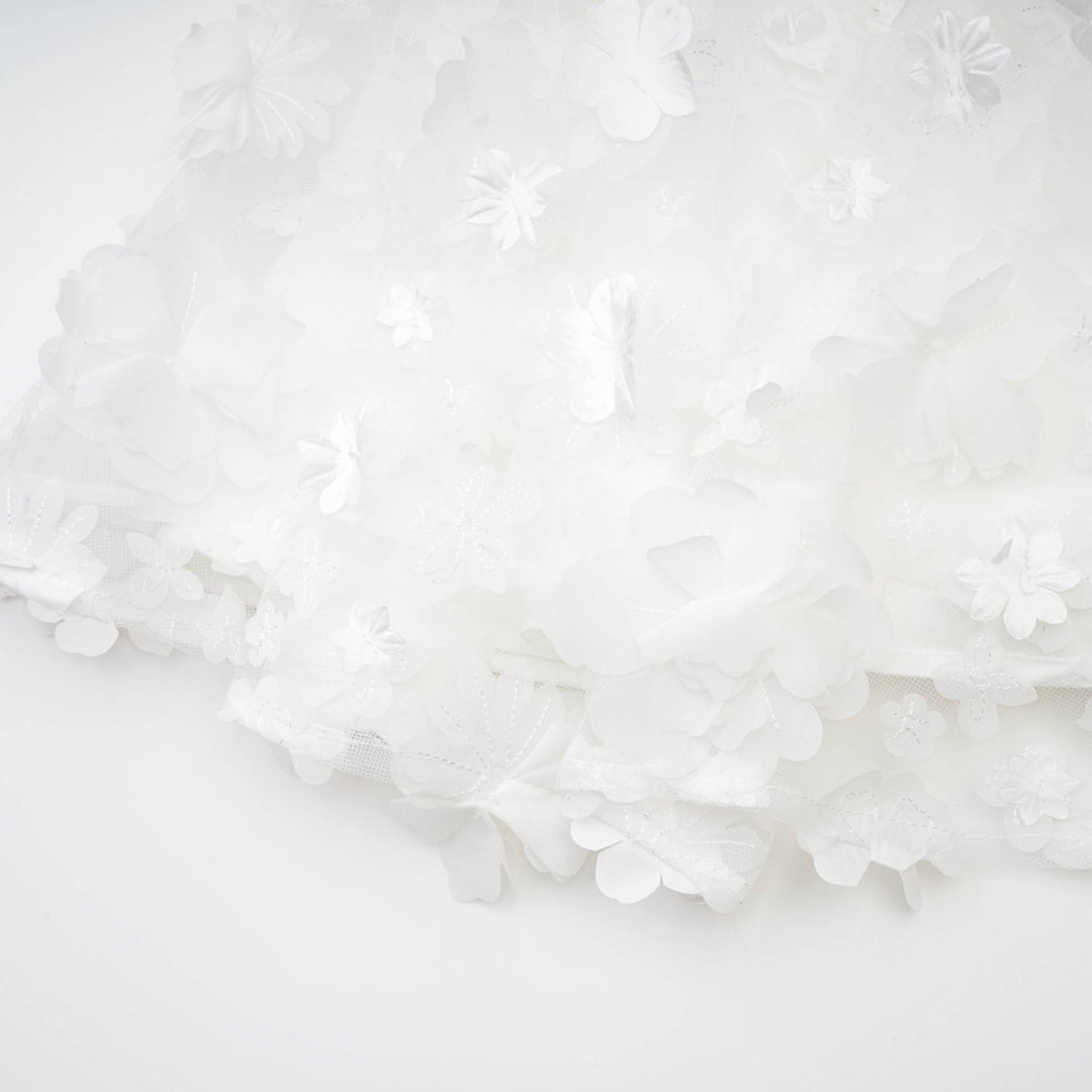 Levoire | Robe Mini Faux Fleurs Blanche