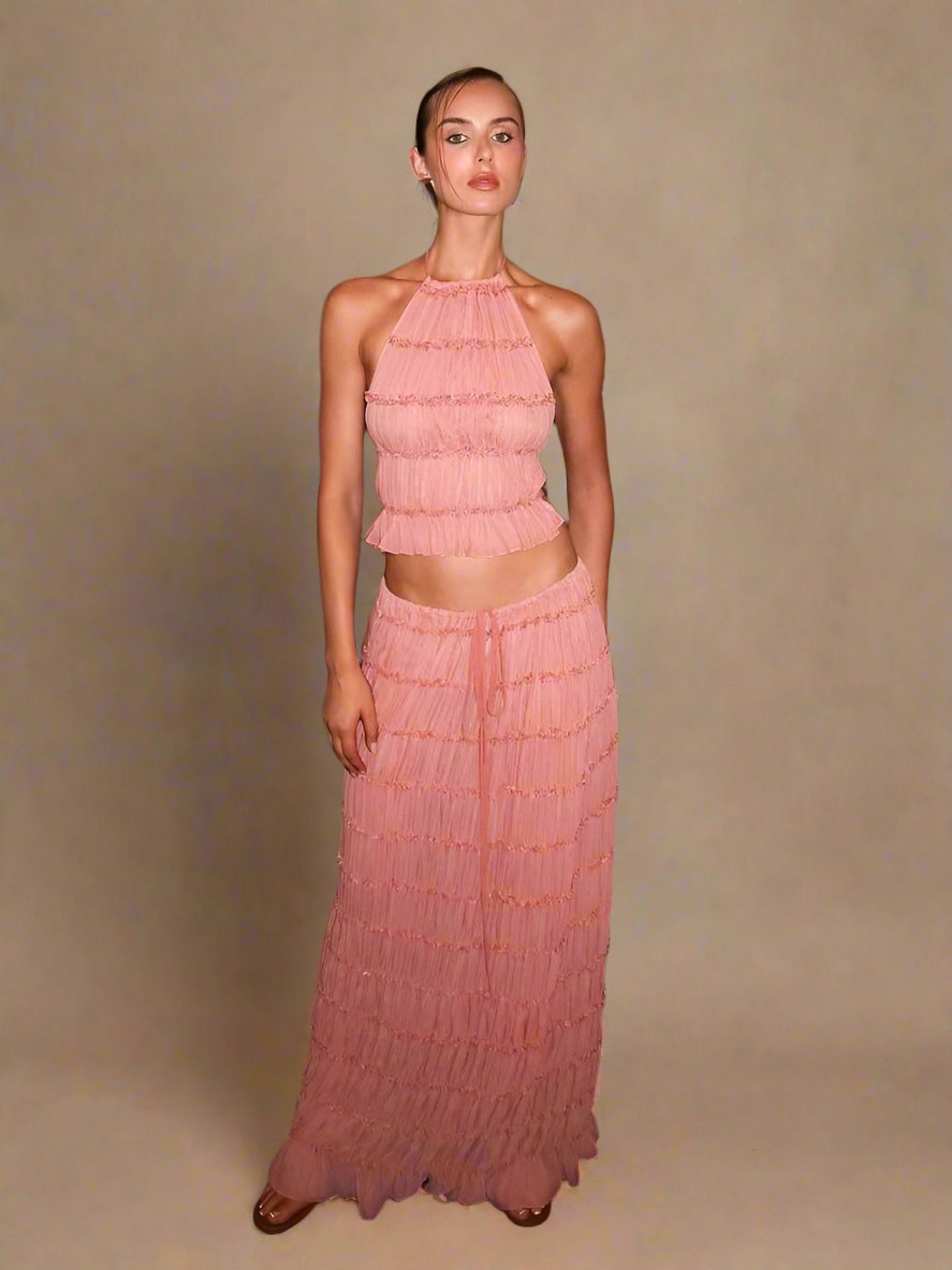 Levoire | Ensemble plissé à dos ouvert Rosa