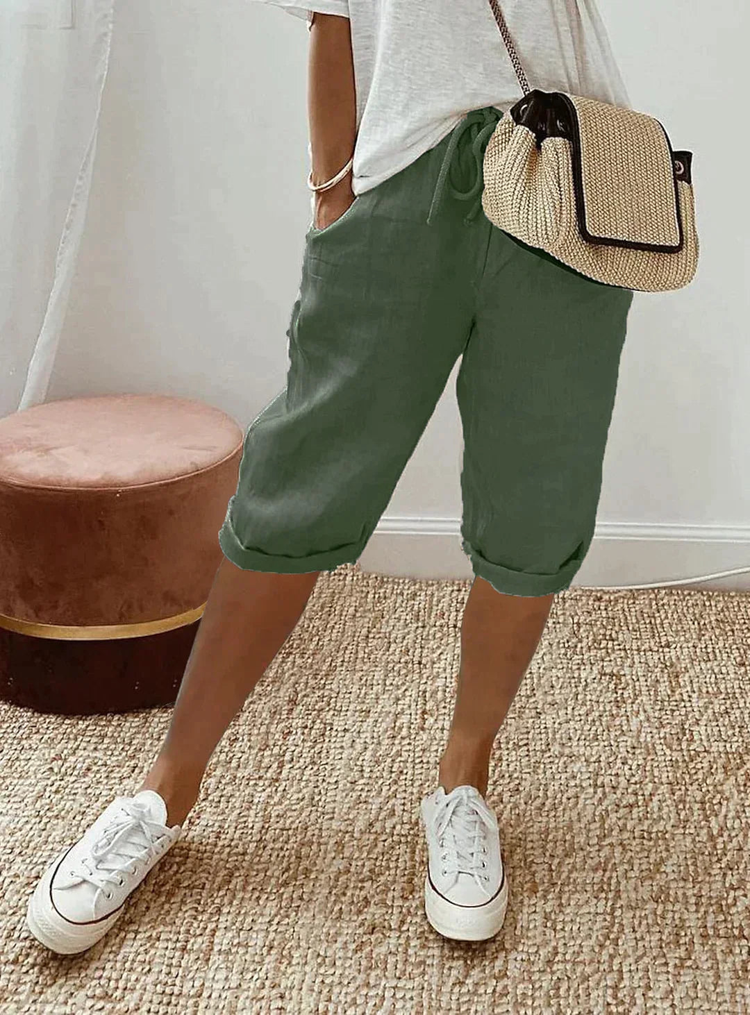 Levoire | Pantalon En Lin Pour Femmes Vert